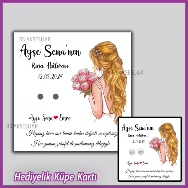 Hediyelik Küpe Kartı -Nikah, Nişan, Kına Hatırası