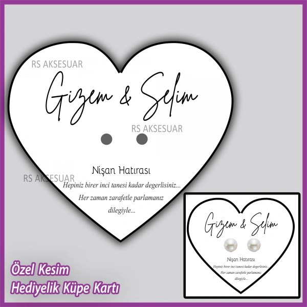 Hediyelik Küpe Kartı -Nikah, Nişan, Kına Hatırası