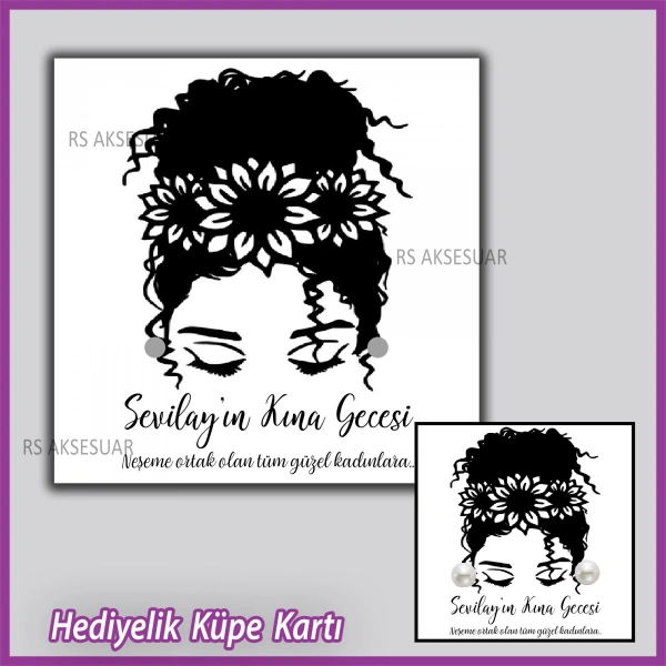 Hediyelik Küpe Kartı -Nikah, Nişan, Kına Hatırası