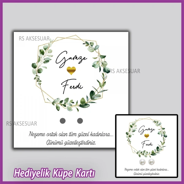 Hediyelik Küpe Kartı -Nikah, Nişan, Kına Hatırası