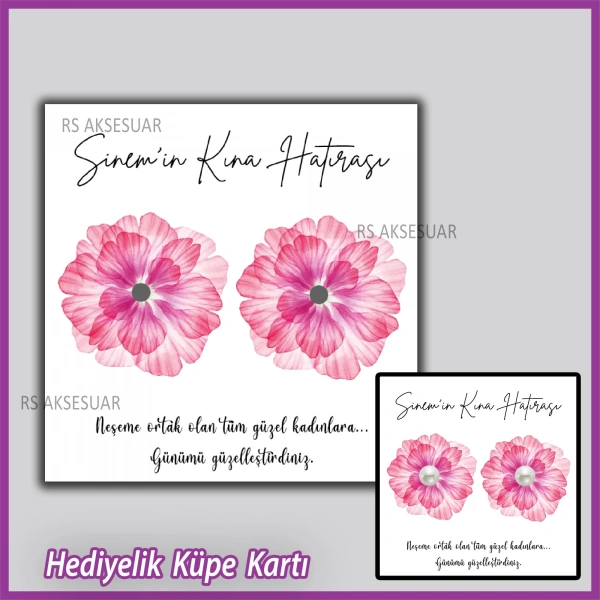 Hediyelik Küpe Kartı -Nikah, Nişan, Kına Hatırası