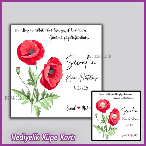Hediyelik Küpe Kartı -Nikah, Nişan, Kına Hatırası
