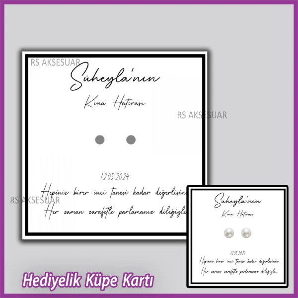 Hediyelik Küpe Kartı -Nikah, Nişan, Kına Hatırası