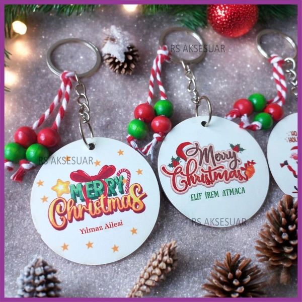 Hediyelik Yeni Yıl - Yılbaşı Anahtarlığı - Merry Christmas, Happy New Year