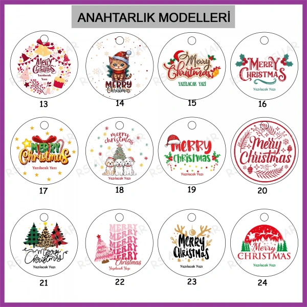 Hediyelik Yeni Yıl - Yılbaşı Anahtarlığı - Merry Christmas, Happy New Year