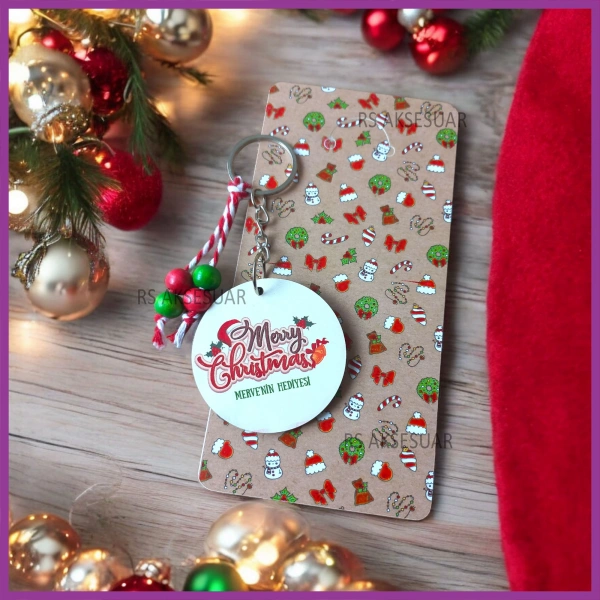 Hediyelik Yeni Yıl - Yılbaşı Anahtarlığı - Merry Christmas, Happy New Year