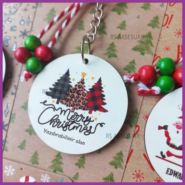 Hediyelik Yeni Yıl - Yılbaşı Anahtarlığı - Merry Christmas, Happy New Year