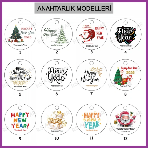 Hediyelik Yeni Yıl - Yılbaşı Anahtarlığı - Merry Christmas, Happy New Year