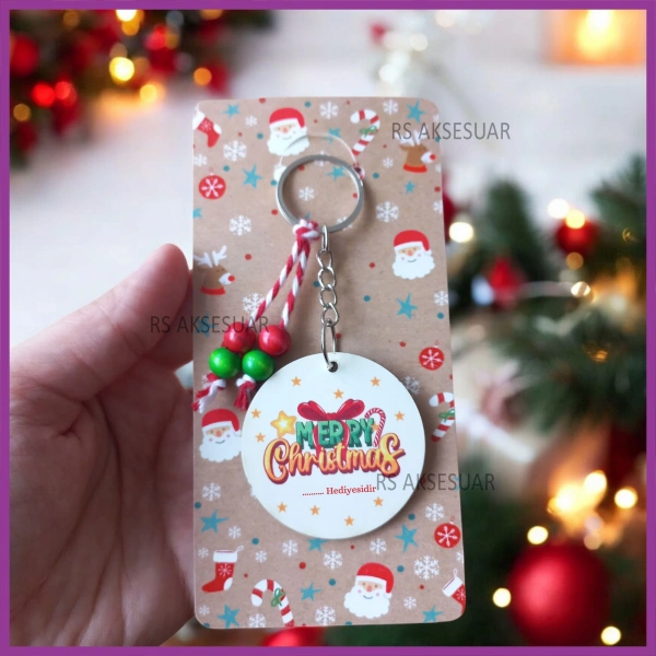 Hediyelik Yeni Yıl - Yılbaşı Anahtarlığı - Merry Christmas, Happy New Year