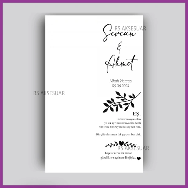 Hediyelik Kartı - Düğün, Nişan, Söz Anahtarlık Kartı - rs5415