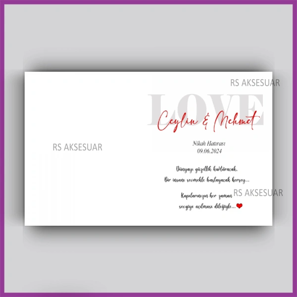 Hediyelik Kartı - Düğün, Nişan, Söz Anahtarlık Kartı - rs5417