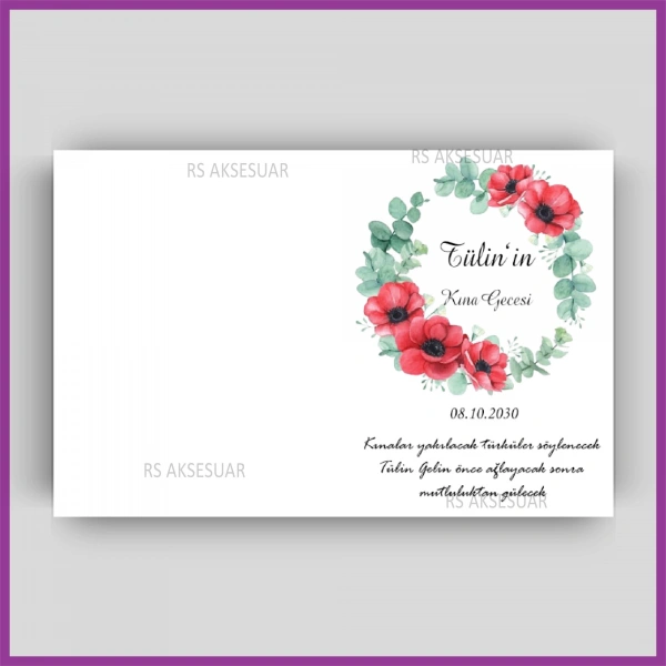 Hediyelik Kartı - Düğün, Nişan, Söz Kart Baskı - rs398