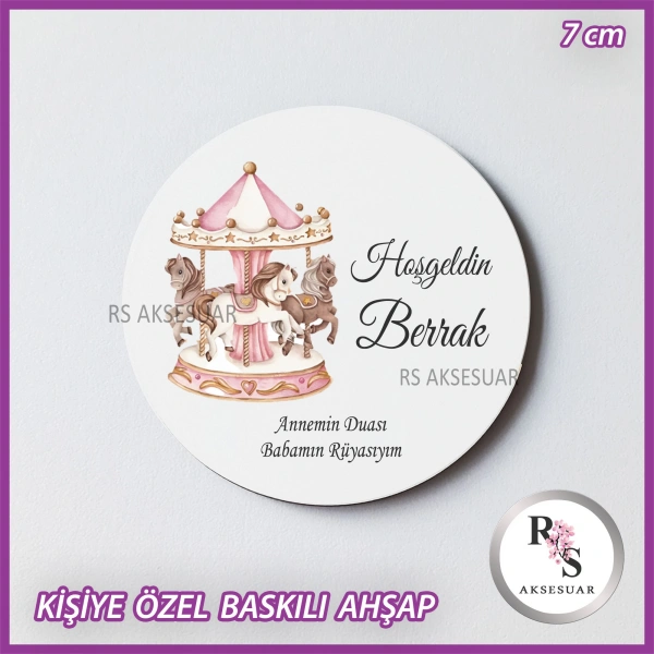 Atlı Karınca Baskılı Ahşap Bebek Hediyelik -uv26