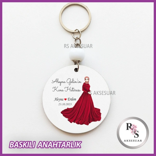 Baskılı Nikah - Kına Hediyelik Anahtarlık -uv104