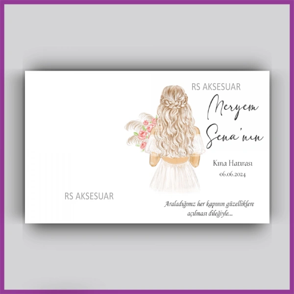 Kına Gecesi Temalı Hediyelik Anahtarlık İsim Kartı