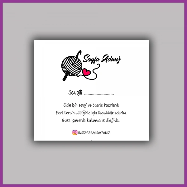 Kişiye Özel Logolu Paketleme Teşekkür Kartı - BS064