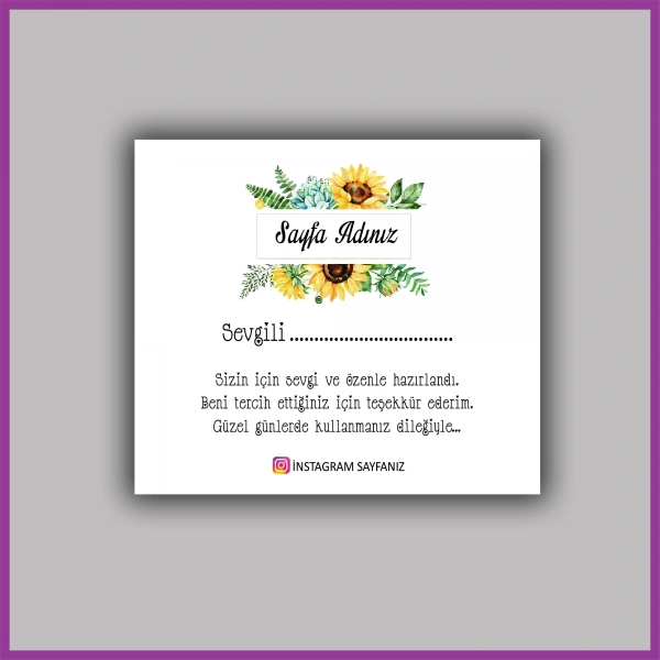 Kişiye Özel Logolu Paketleme Teşekkür Kartı - BS194