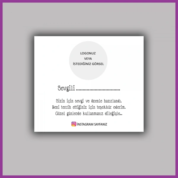 Kişiye Özel Logolu Paketleme Teşekkür Kartı - BS214