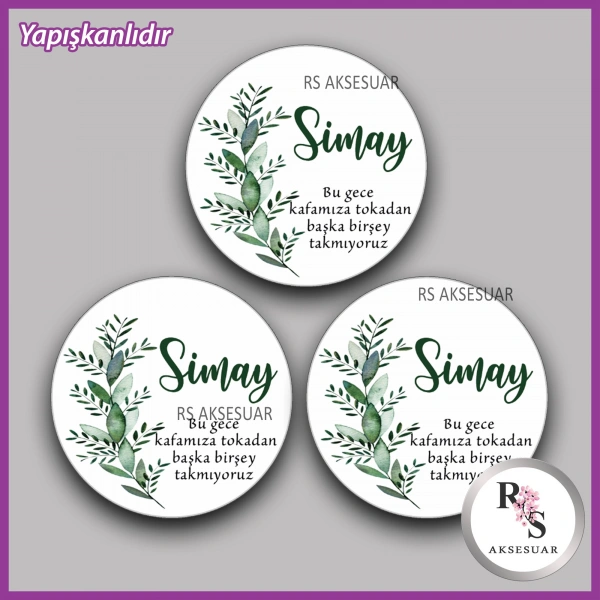 15 Adet - 5 cm Yuvarlak Yapışkanlı İsim Etiketi - Sticker