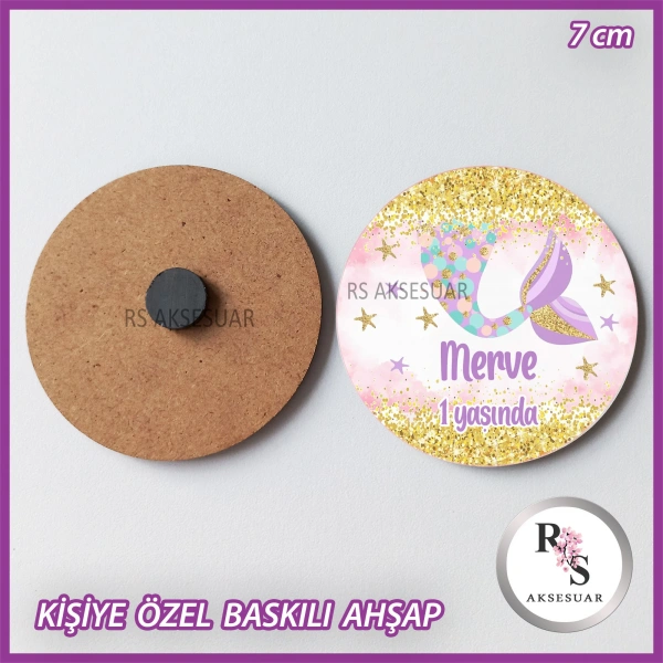 Deniz Kızı Baskılı Ahşap Doğum Günü Hediyelik -uv34