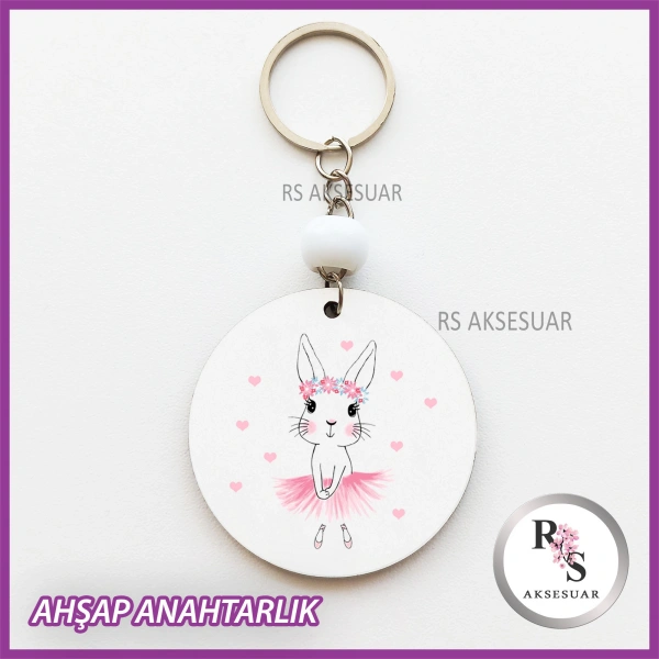 Tavşan Baskılı Anahtarlık -uv91