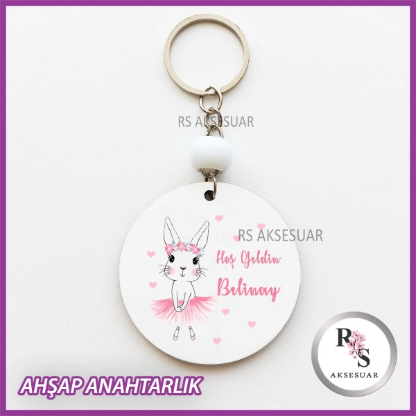 Tavşan Baskılı Anahtarlık -uv91