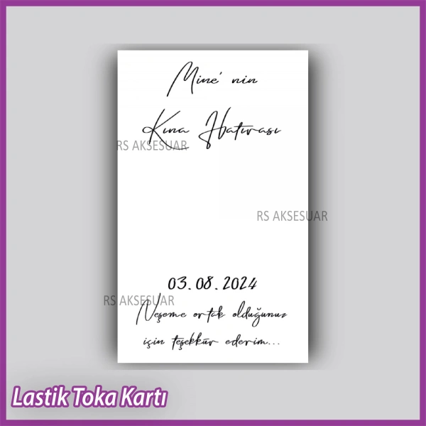 Lastik Toka Kartı Kına Hatırası