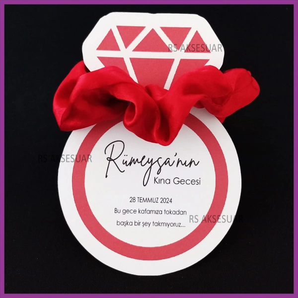 Tektaş Yüzük Lastik Toka Kartı -Nikah, Nişan, Kına Hatırası  - rs5524
