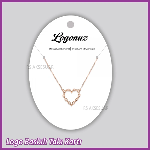 Logo Baskılı Kolye Takı Kartı - Bijuteri Kartı