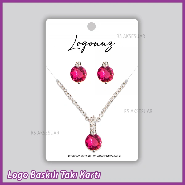 Logo Baskılı Kolye ve Küpe Takı Kartı - Bijuteri Kartı