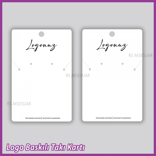 Logo Baskılı Kolye ve Küpe Takı Kartı - Bijuteri Kartı