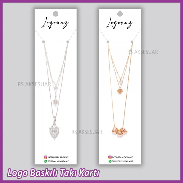 Logo Baskılı Kolye Takı Kartı - Bijuteri Kartı