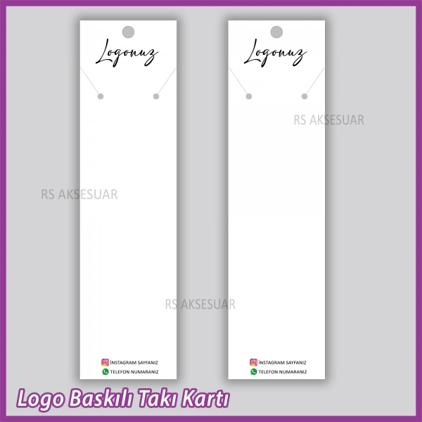 Logo Baskılı Kolye Takı Kartı - Bijuteri Kartı