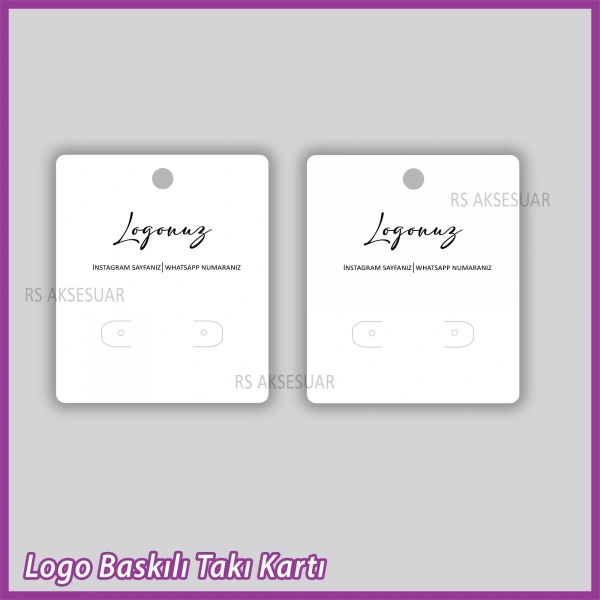 Logo Baskılı Tekli Küpe Takı Kartı - Bijuteri Kartı