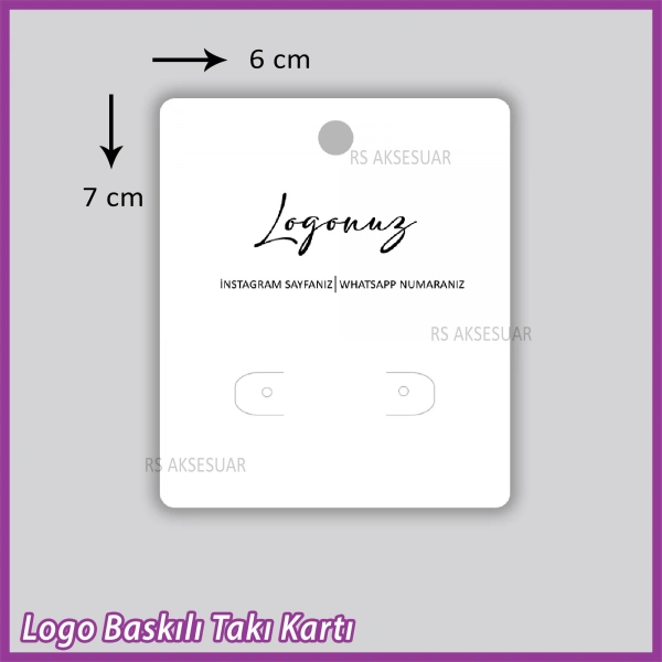 Logo Baskılı Tekli Küpe Takı Kartı - Bijuteri Kartı