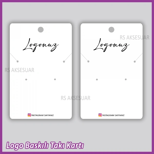 Logo Baskılı Kolye , Küpe Takı Kartı - Bijuteri Kartı