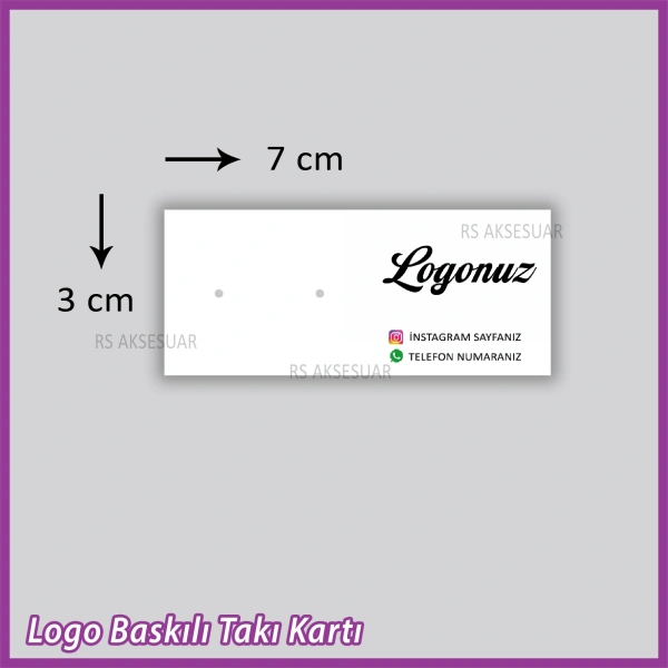 Logo Baskılı Tekli Küpe Takı Kartı - Bijuteri Kartı