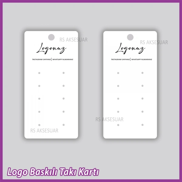 Logo Baskılı Çoklu Küpe Takı Kartı - Bijuteri Kartı