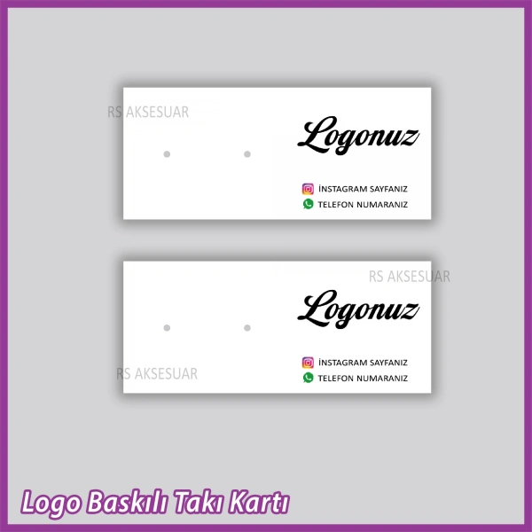 Logo Baskılı Tekli Küpe Takı Kartı - Bijuteri Kartı