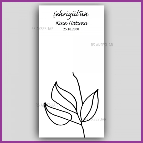 Lotus Çiçekli Mandal Toka Kartı -Nikah, Nişan, Kına Hatırası