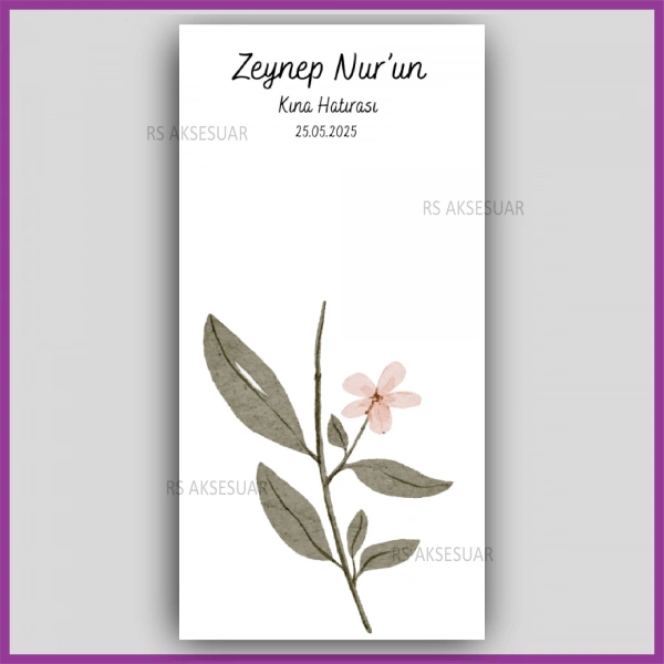 Lotus Çiçekli Mandal Toka Kartı -Nikah, Nişan, Kına Hatırası