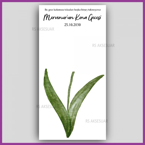 Lotus Çiçekli Mandal Toka Kartı -Nikah, Nişan, Kına Hatırası