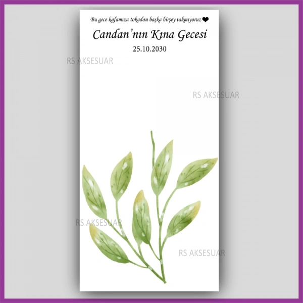 Lotus Çiçekli Mandal Toka Kartı -Nikah, Nişan, Kına Hatırası