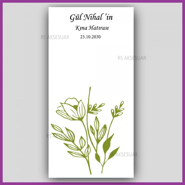 Lotus Çiçekli Mandal Toka Kartı -Nikah, Nişan, Kına Hatırası