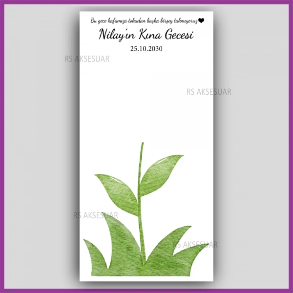 Lotus Çiçekli Mandal Toka Kartı -Nikah, Nişan, Kına Hatırası