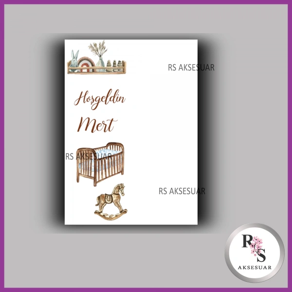 Nazar Boncuklu Anahtarlık Kız Bebek İsim Kartı - NA01