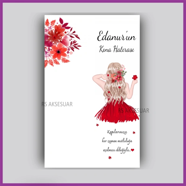 Kına Gecesi Temalı Hediyelik Anahtarlık İsim Kartı