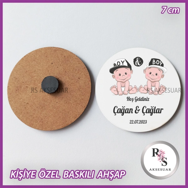 İkiz Baskılı Ahşap Bebek Hediyelik -uv25