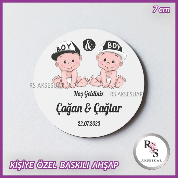 İkiz Baskılı Ahşap Bebek Hediyelik -uv25