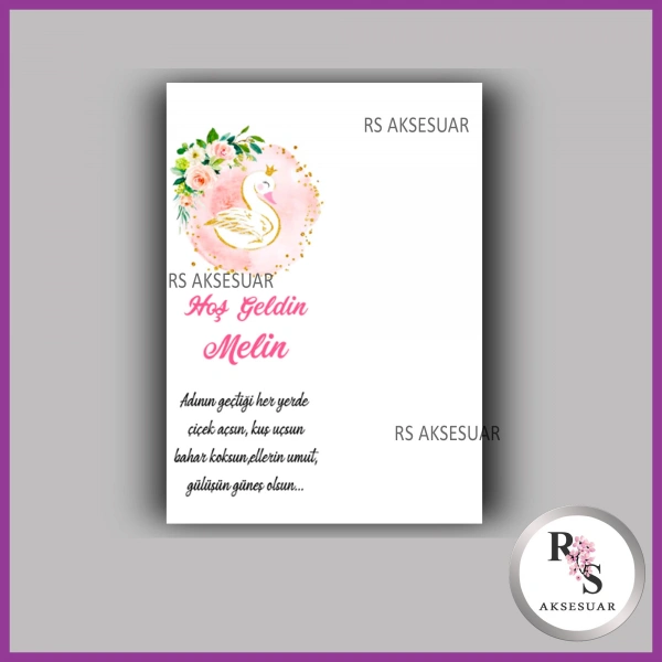 Nazar Boncuklu Anahtarlık Kız Bebek İsim Kartı - NA49